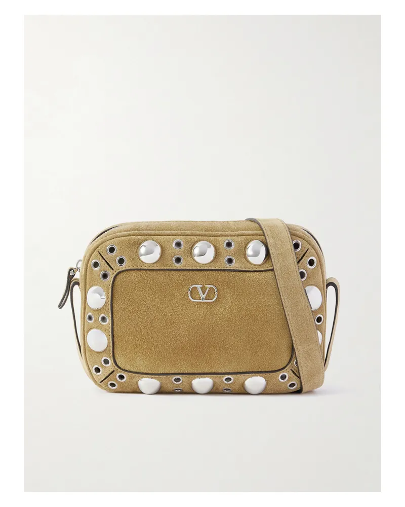 Valentino Garavani Nellcôte Schultertasche Aus Veloursleder Mit Verzierungen - Braun Braun