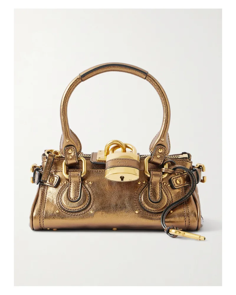 Chloé Paddington Tote Aus Leder In Knitteroptik Mit Verzierungen - Gold Gold