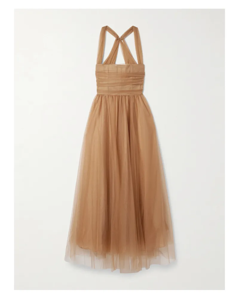 STAUD Antonia Robe Aus Tüll Mit Raffungen - Braun Braun