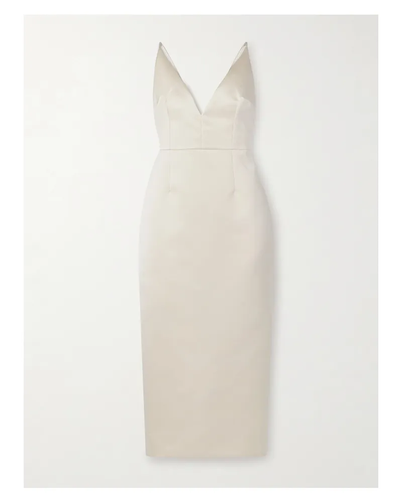 EMILIA WICKSTEAD Vero Rückenfreies Midikleid Aus Duchesse-satin - Elfenbein Elfenbein