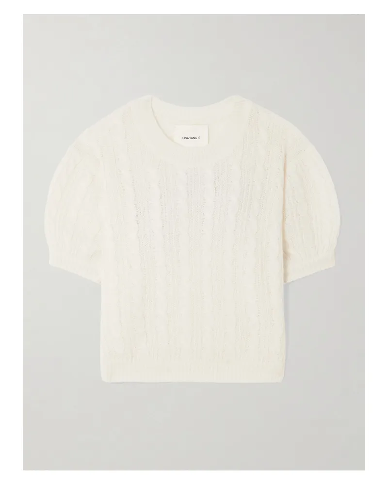 Lisa Yang Kenzie Zopfstrickpullover Aus Einer Kaschmir-seidenmischung - Creme Creme