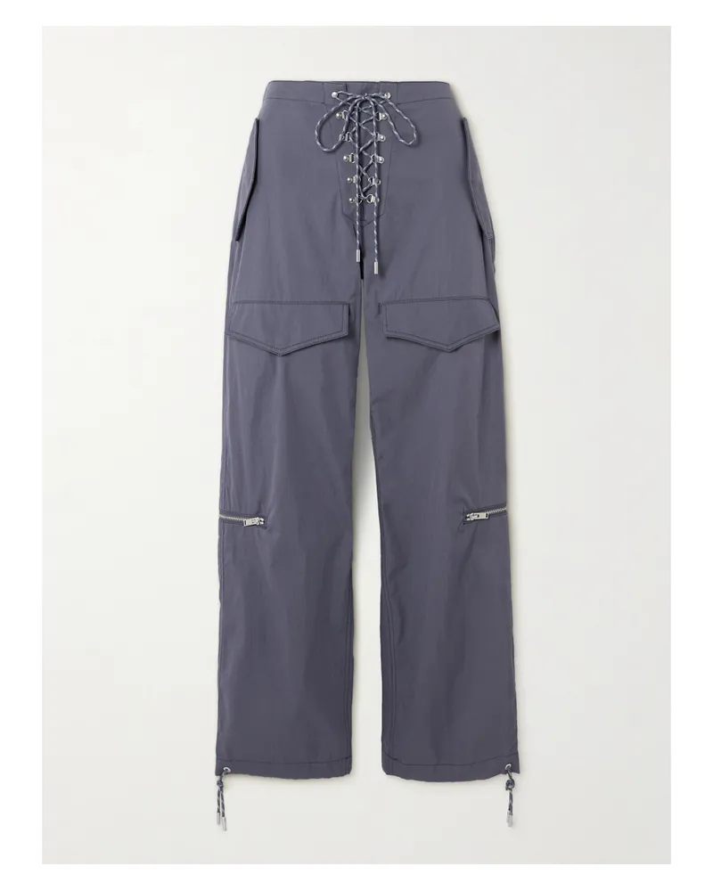 Dion Lee Hose Mit Weitem Bein Aus Twill Aus Einer Biobaumwollmischung Mit Schnürung - Grau Grau