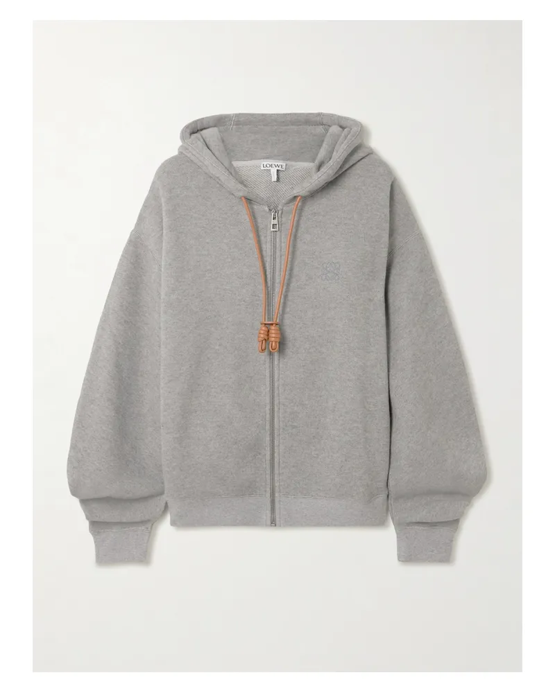 Loewe Flamenco Hoodie Aus Jersey Aus Einer Baumwollmischung Mit Lederbesatz - Grau Grau
