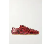 Sneakers Aus Leder Mit Schlangeneffekt - Rot