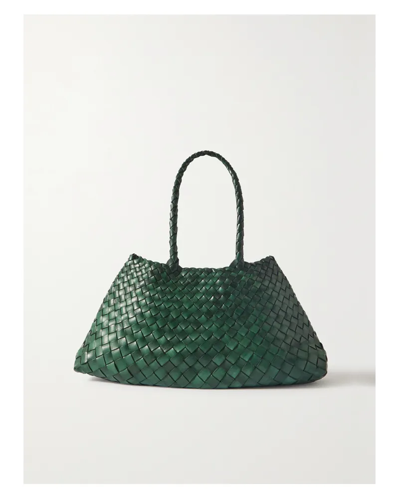 Dragon Diffusion Santa Croce Big Woven Leather Tote - Green Green