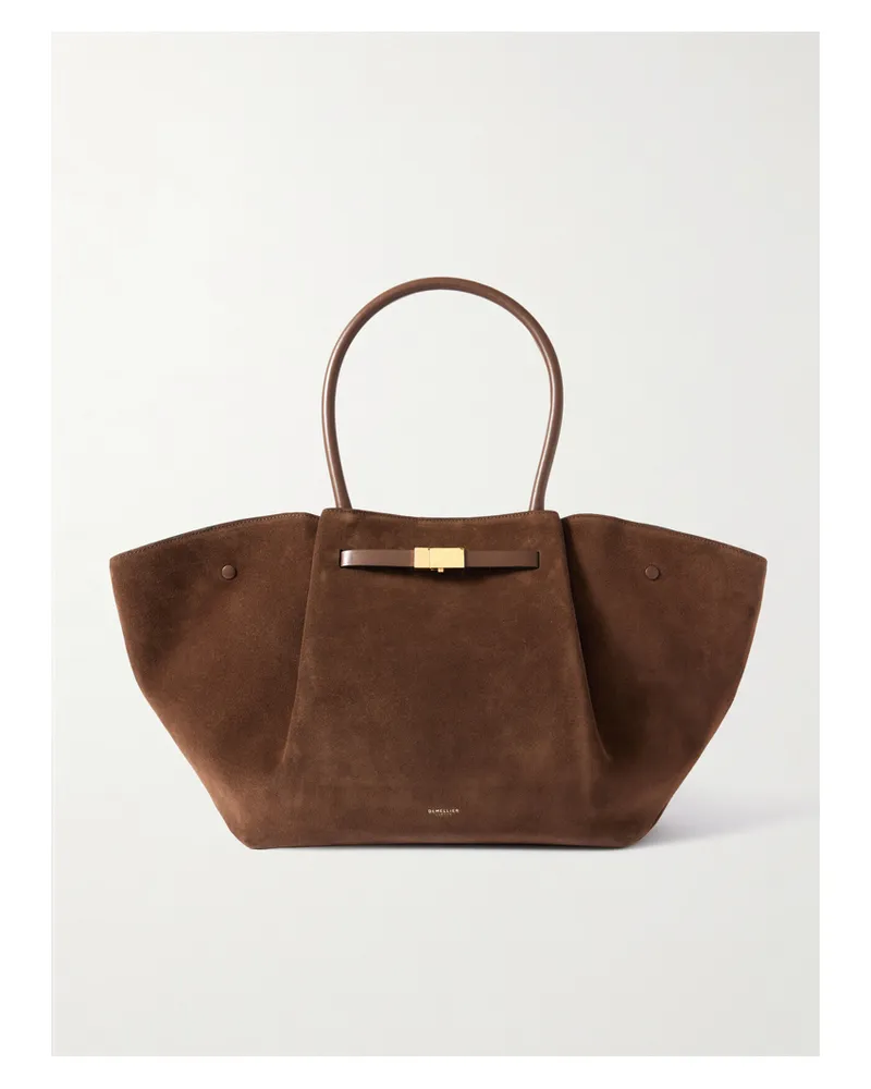 DeMELLIER Net Sustain New York Large Suede Tote - Brown Brown