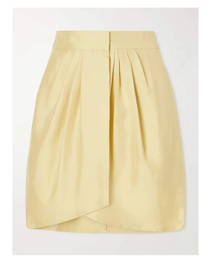 Le Kasha 1918 Kamas Silk Pleated Wrap Skirt - Yellow Yellow