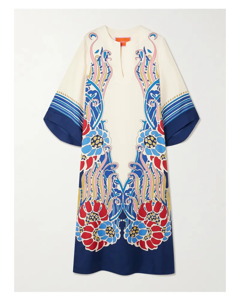 La DoubleJ Printed Silk-twill Midi Dress - Cream Cream