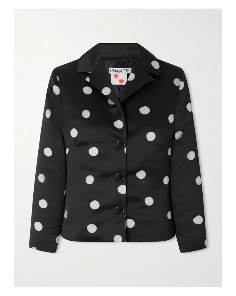BERNADETTE Elle Polka Dot Duchesse-satin Jacket - Black Black
