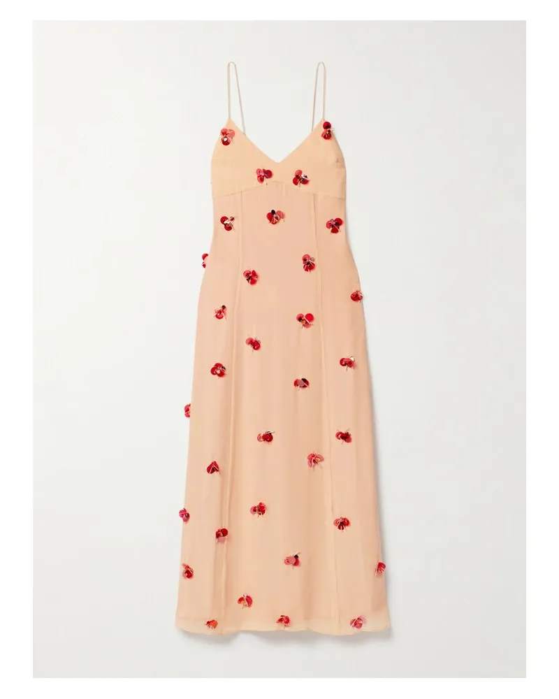 Ulla Johnson Eve Midikleid Aus Seidenchiffon Mit Verzierungen - Orange Orange