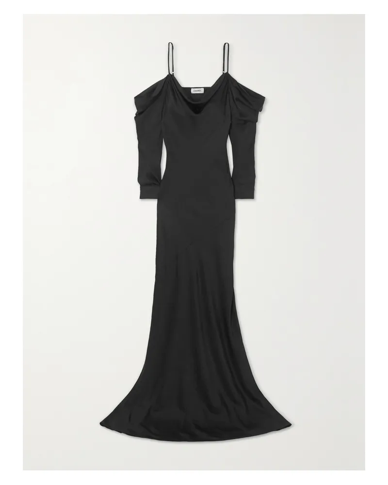 L'Agence Juniper Schulterfreies Maxikleid Aus Satin Mit Raffungen - Schwarz Schwarz