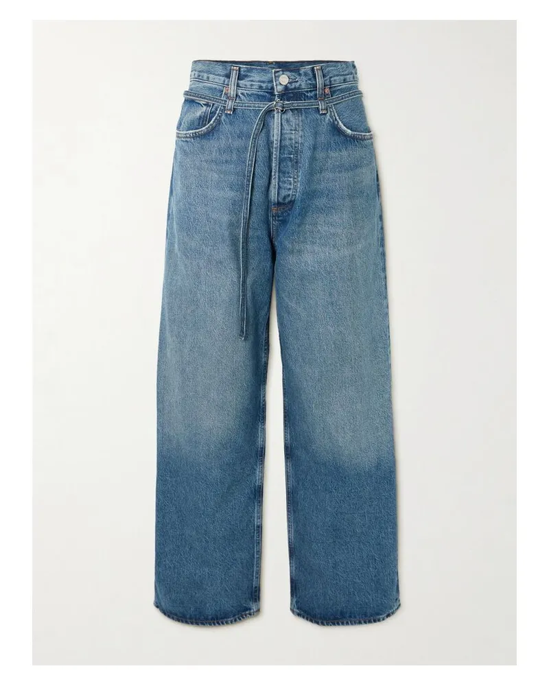 AGOLDE Emmi Hoch Sitzende Jeans Mit Weitem Bein Und Gürtel - Blau Blau