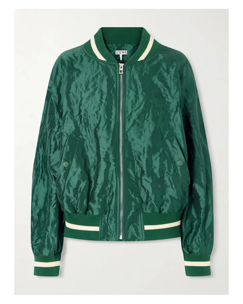 Loewe Anagram Bomberjacke Aus Glänzendem Twill In Knitteroptik - Grün Grün