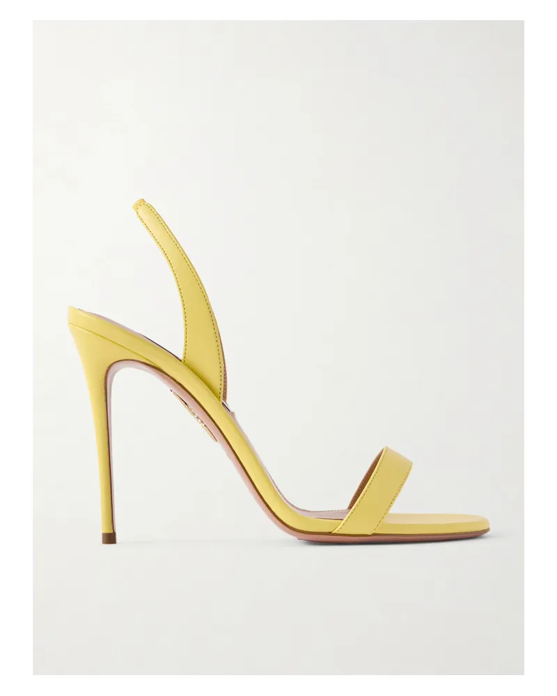 Aquazzura So Nude 105 Leather Slingback Sandals - Yellow Yellow