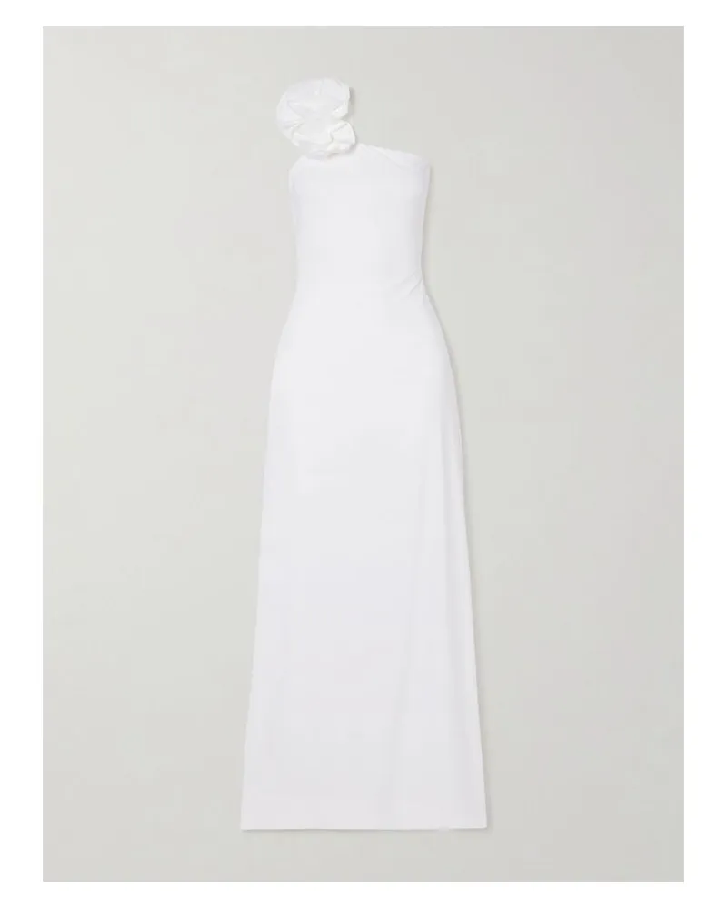 Maygel Coronel Adda Asymmetrisches Maxikleid Aus Stretch-jersey Mit Applikation - Wollweiß Wollweiß