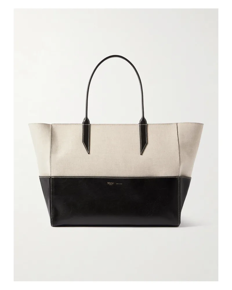 Métier Incognito Small Linen And Leather Tote - Off-white Off-white