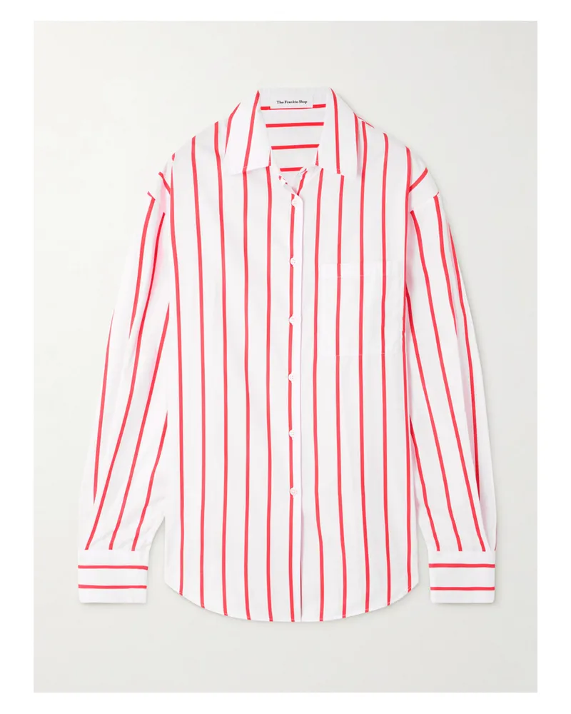 FRANKIE Shop Oversized-hemd Aus Gestreifter Baumwollpopeline - Weiß Weiß
