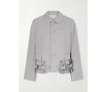 Bow-embellished Wool Jacket - Gray