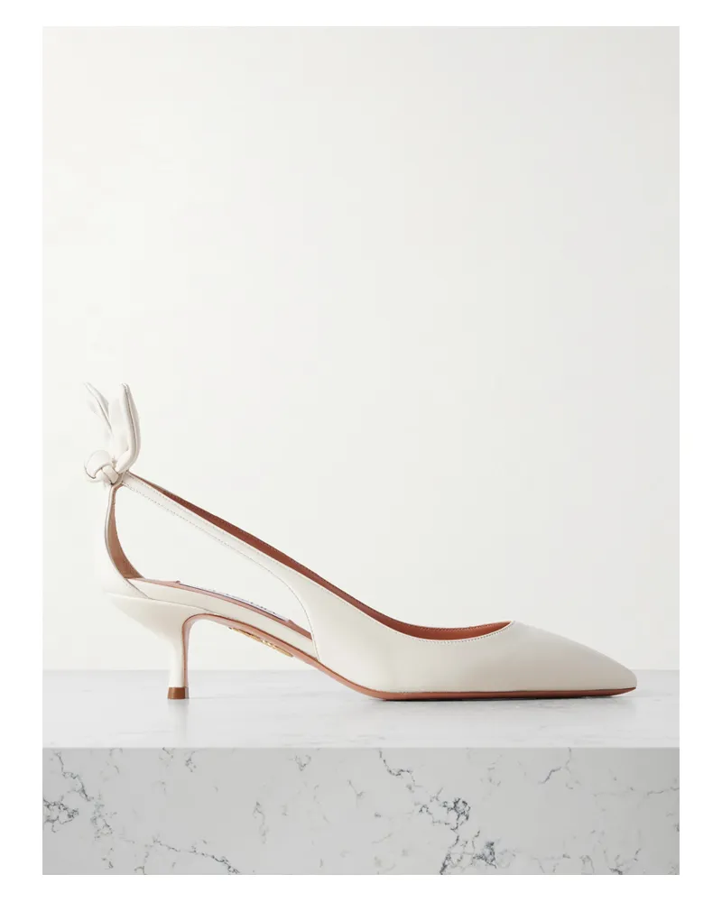 Aquazzura Bow Tie 50 Leather Pumps - White White