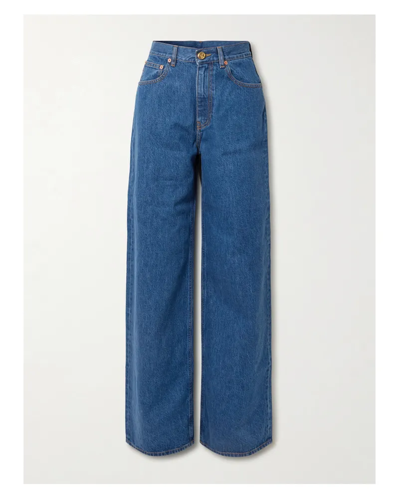 Blazé Milano Nariida Java Hoch Sitzende Jeans Mit Weitem Bein Und Stickerei - Blau Blau