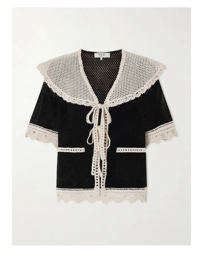 Sea Kendall Crocheted Cotton Blouse - Black Black