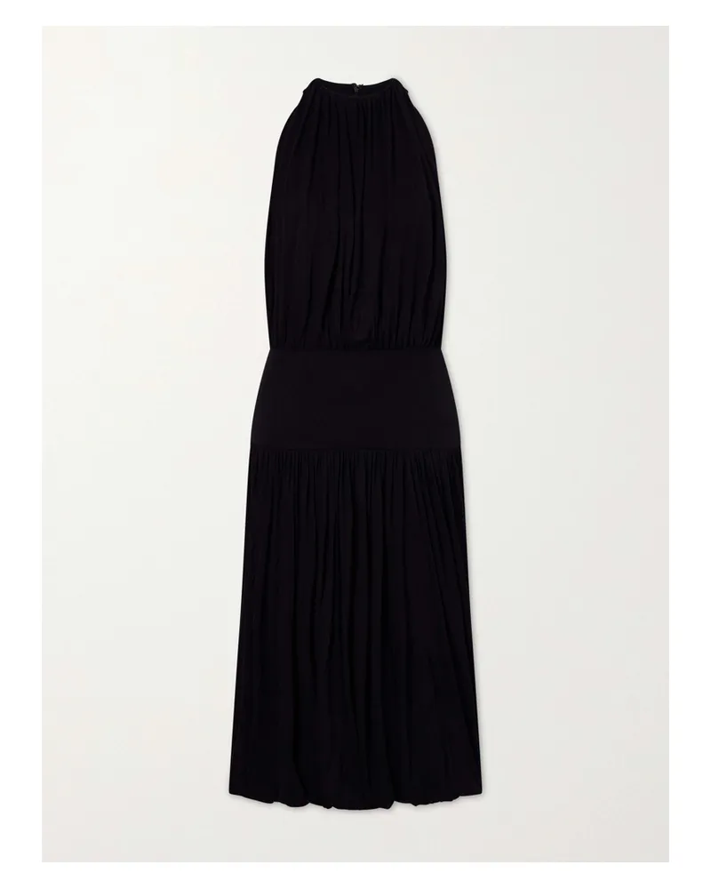 Totême Gathered Jersey Midi Dress - Black Black