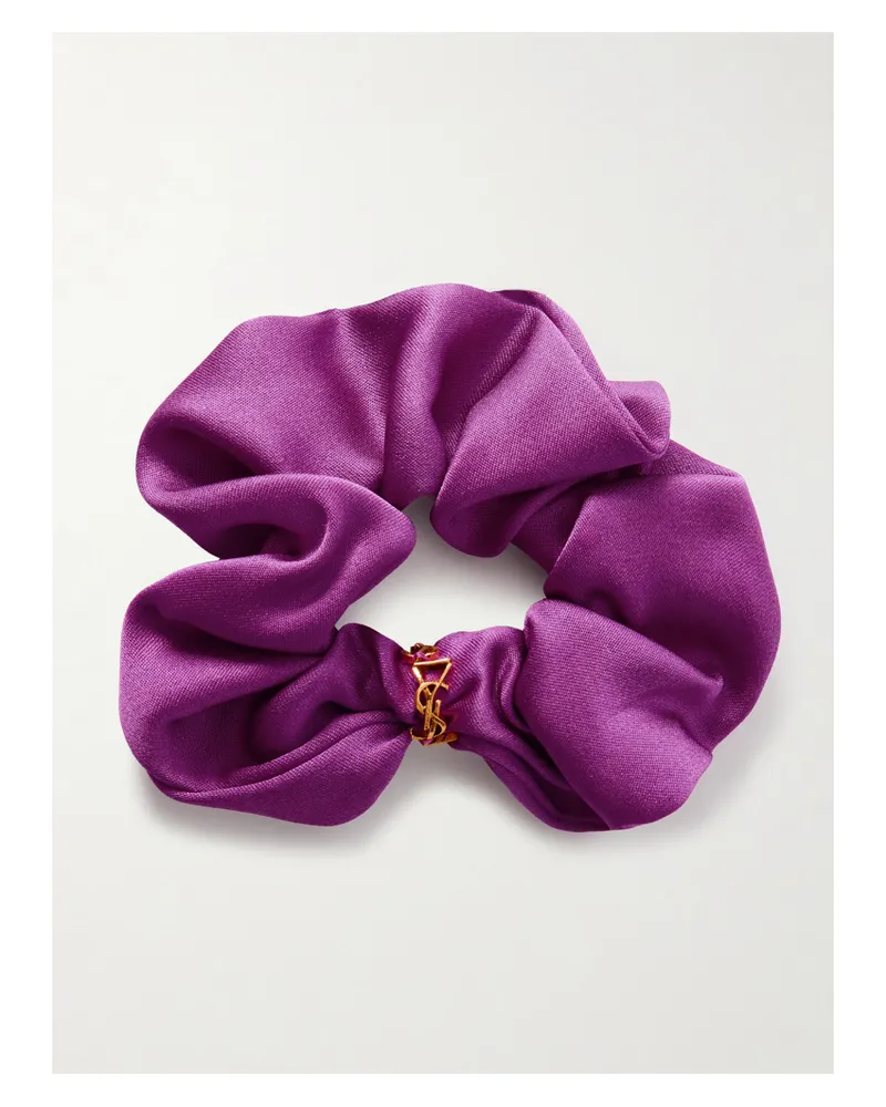 Saint Laurent Embellished Silk-satin Hair Tie - Pink Pink