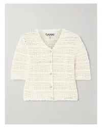 Ganni Cardigan aus Biobaumwolle in Pointelle-strick Elfenbein