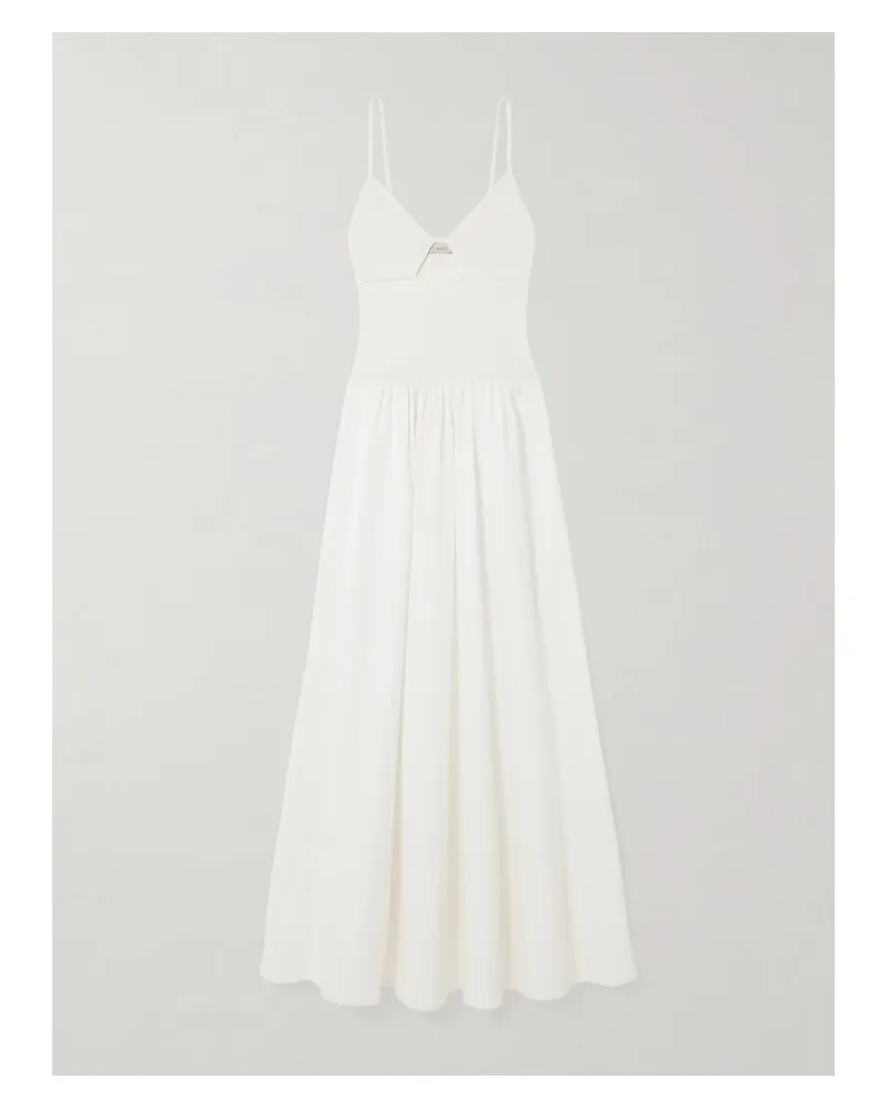 St. Agni Maxikleid Aus Stretch-strick Und Baumwollpopeline Mit Cut-out - Weiß Weiß