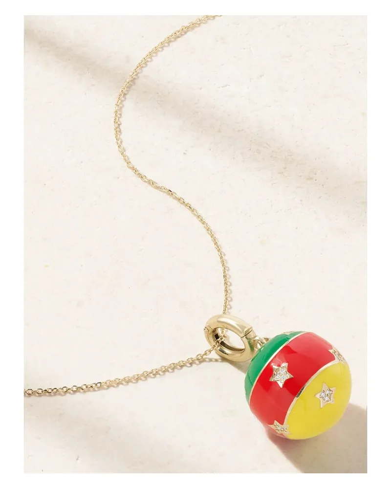 Lauren Rubinski Kette Aus 14 Karat Gold Mit Emaille Und Diamanten Gold