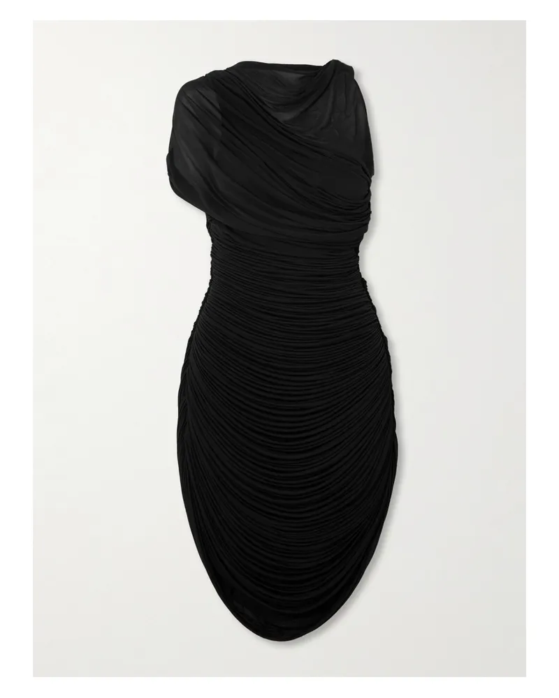 Christopher Esber Beach Glass Asymmetrisches Minikleid Aus Gerafftem Jersey - Schwarz Schwarz