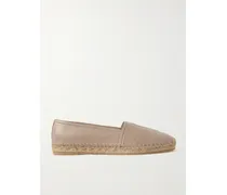 Cassandre Logo-embossed Leather Espadrilles - Neutrals