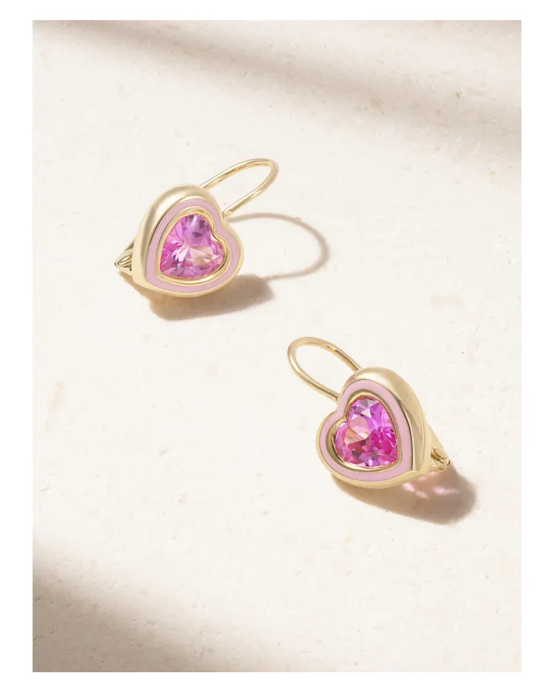 Alison Lou Madison Ohrringe Aus 18 Karat Gold Mit Synthetischen Saphiren Und Emaille - Pink Pink
