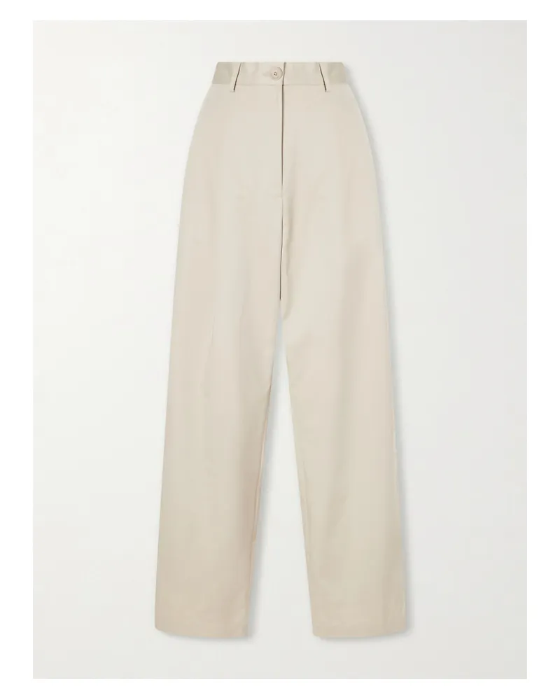 FRANKIE Shop Norstrand Cotton-blend Wide-leg Pants - Neutrals Neutrals
