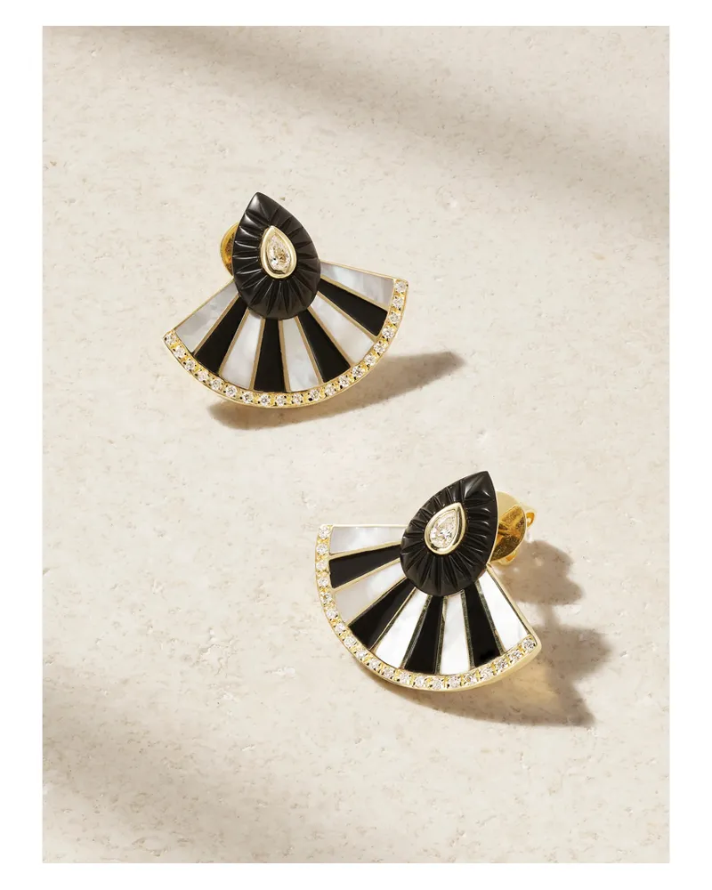 L’Atelier Nawbar Bond Street Fan Mini Ohrringe Aus 18 Karat Gold Mit Mehreren Steinen Gold