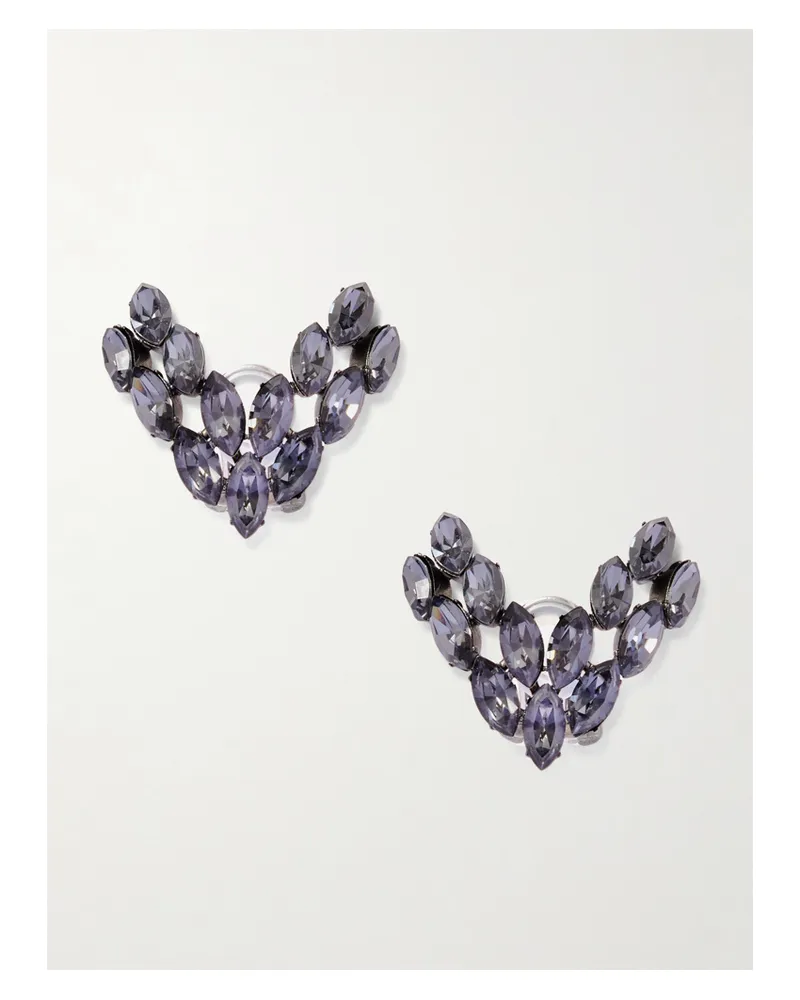 Valentino Garavani Ohrclips Aus Silberfarbenem Und Geschwärztem Metall Mit Kristallen - Schwarz Schwarz