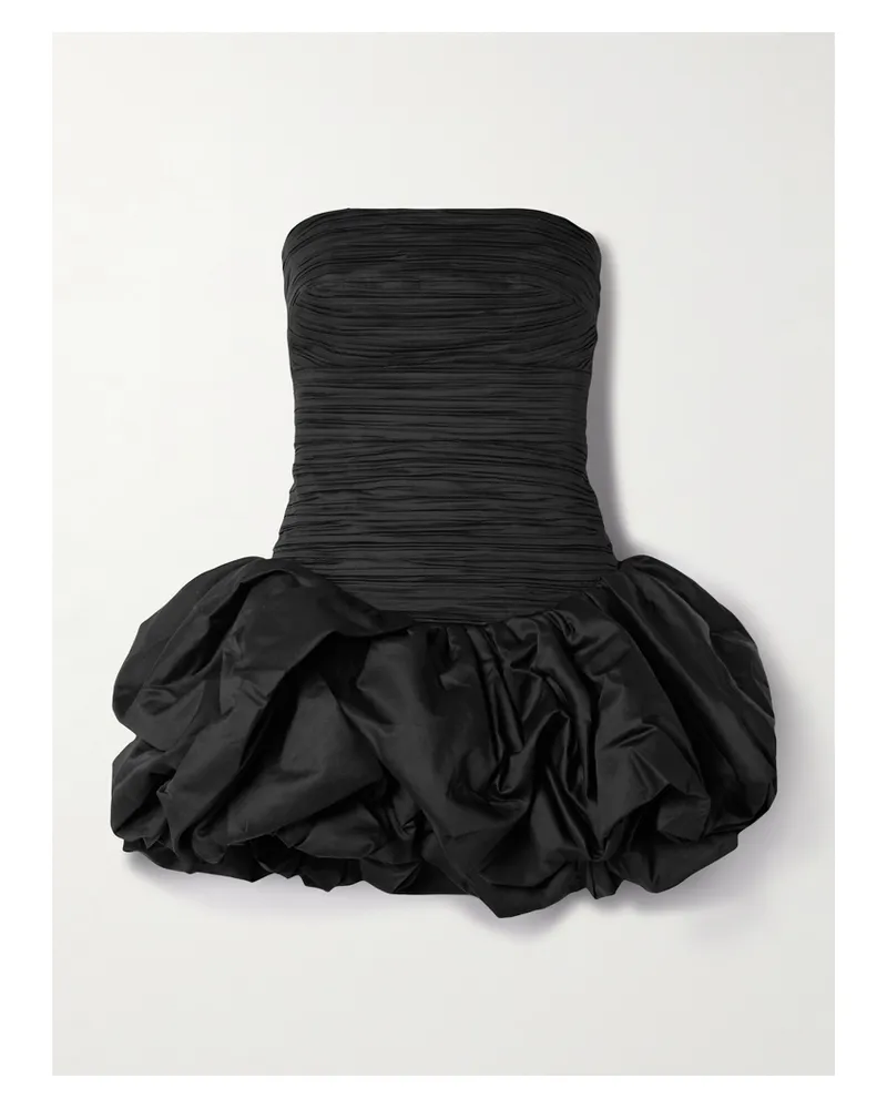 Aje. Violette Strapless Ruched Cotton Mini Dress - Black Black