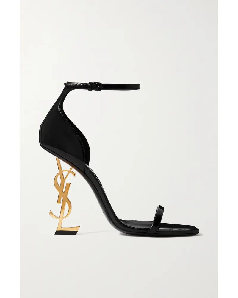 Saint Laurent Opyum Embellished Patent-leather Sandals - Black Black