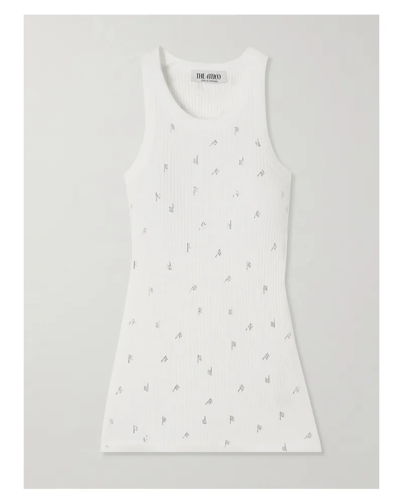 ATTICO Tanktop Aus Geripptem Baumwoll-jersey Mit Kristallen - Weiß Weiß