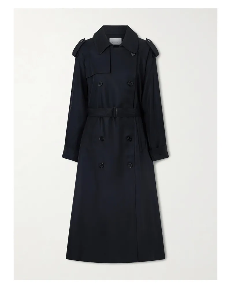 FRANKIE Shop Veyron Double-breasted Belted Twill Trench Coat - Black Black