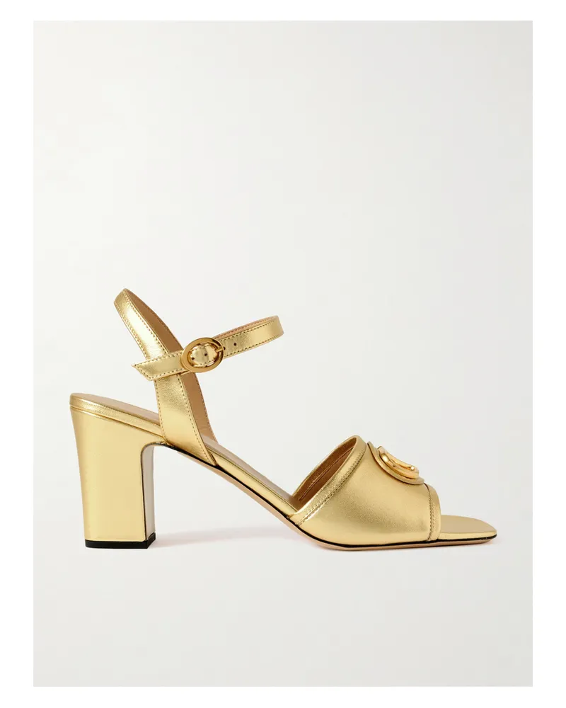 Valentino Garavani Vlogo 70 Sandalen Aus Metallic-leder Mit Verzierung - Gold Gold