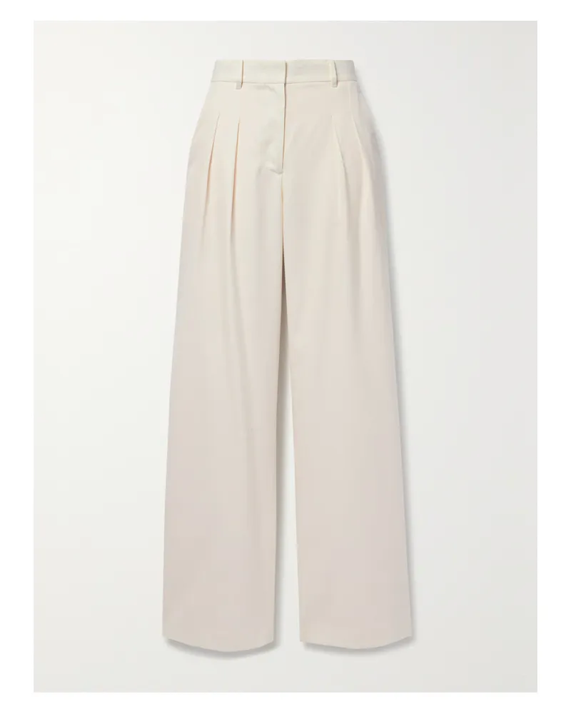 LoveShackFancy Adams Bundfaltenhose Mit Weitem Bein Aus Twill Aus Einer Wollmischung - Weiß Weiß