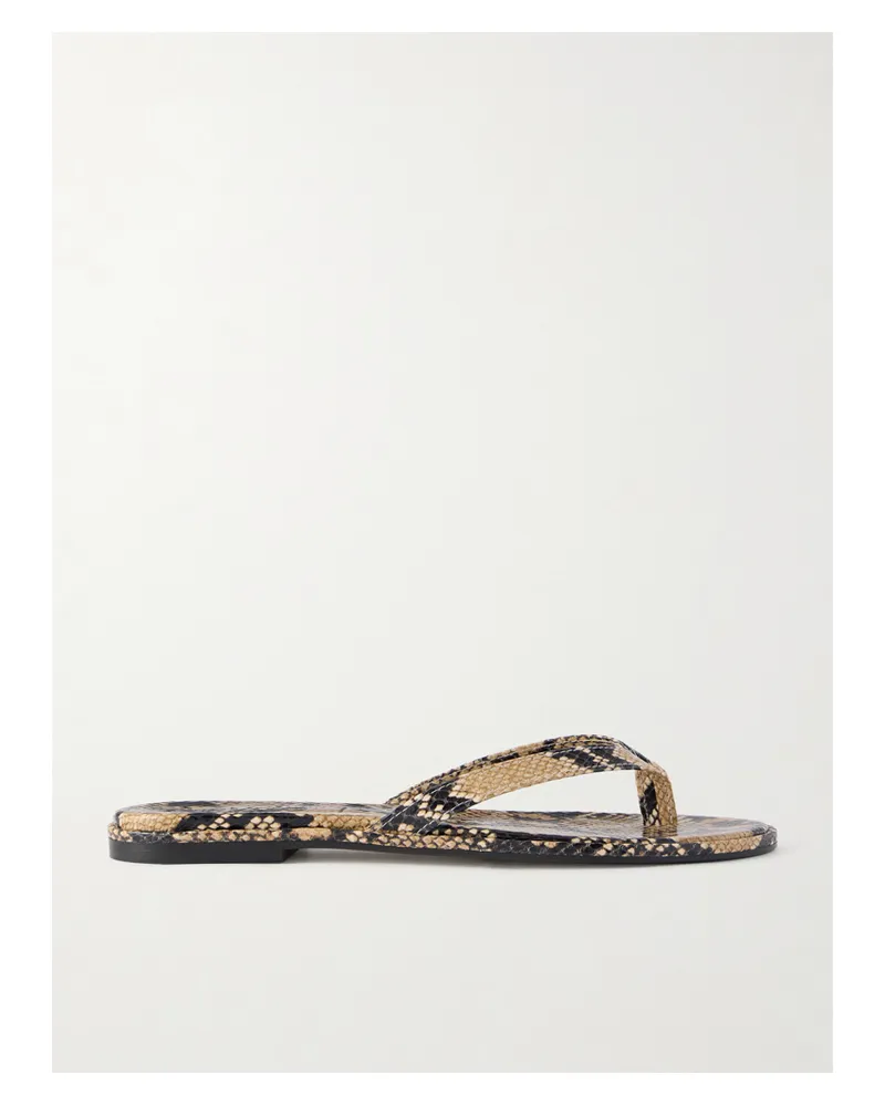 aeyde Melody Snake-effect Leather Flip Flops - Animal print Animal