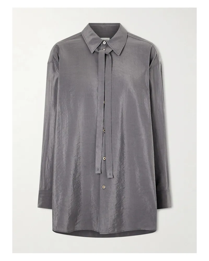 Christophe Lemaire Tie-detailed Crinkled Silk-blend Shirt - Gray Gray
