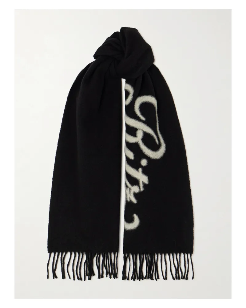 Frame Denim Ritz Paris Schal Aus Woll-jacquard Mit Fransen - Schwarz Schwarz