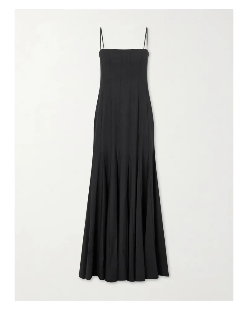 STAUD Rila Paneled Crepe Midi Dress - Black Black