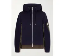 Sponge Sweat Shell-paneled Cotton-blend Jersey Zip-up Hoodie - Blue