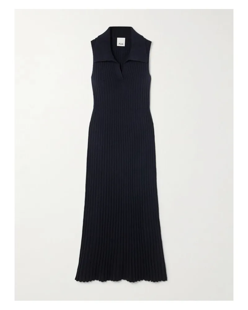 ALLUDE Midikleid Aus Geripptem Kaschmir - Blau Blau