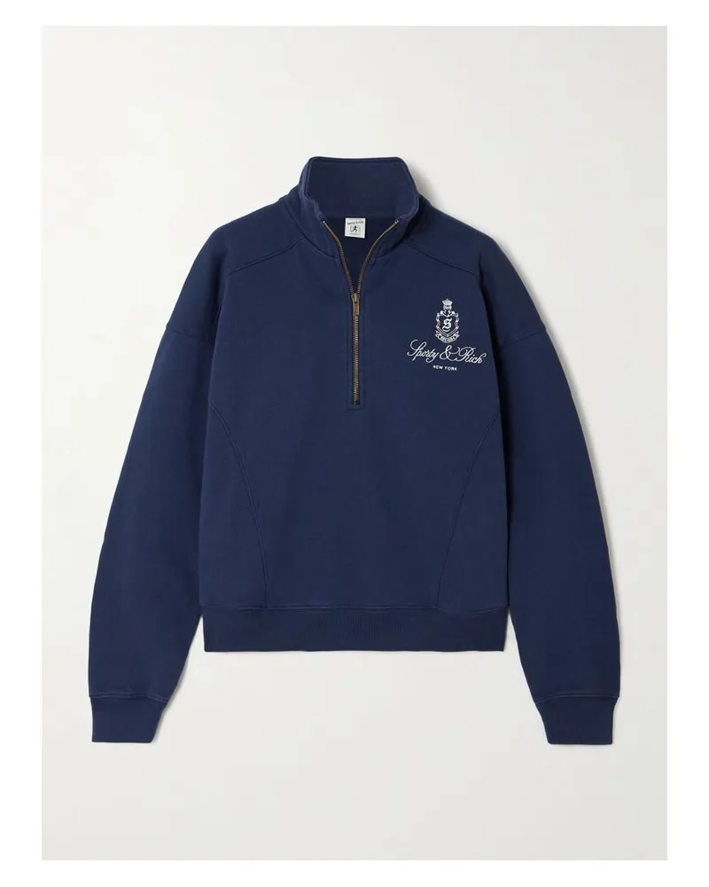 SPORTY & RICH Vendome Sweatshirt Aus Baumwoll-jersey Mit Stickerei - Blau Blau