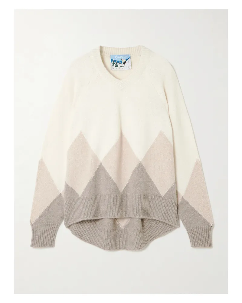 arch4 New Sloane Pullover Aus Biokaschmir Mit Argyle-muster - Elfenbein Elfenbein